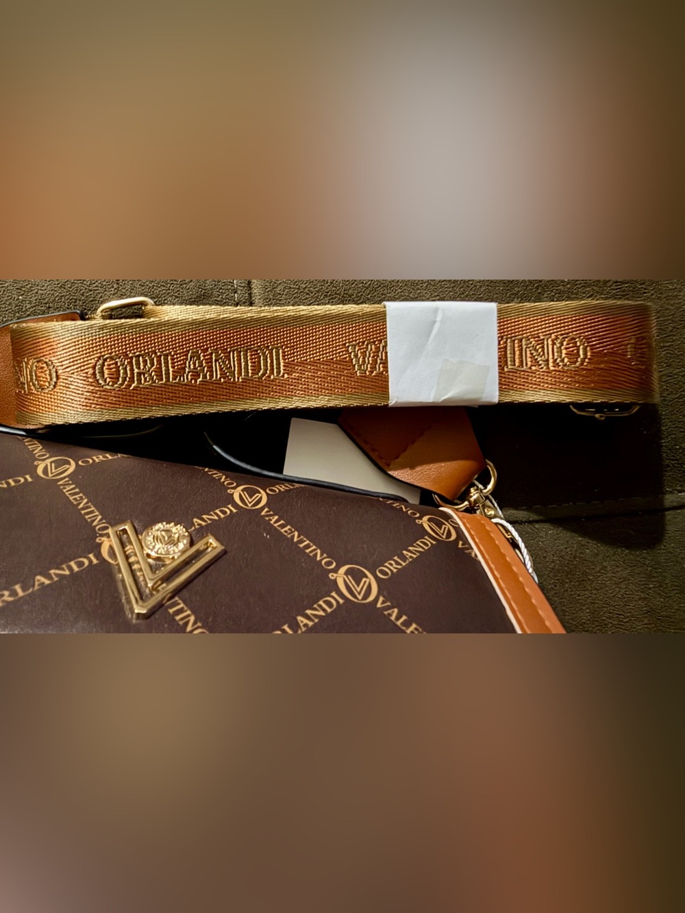 Valentino Orlandi Brown and Tan Logo Crossbody Bag - Picture 10 of 11